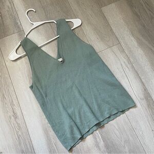 NakedCashmere Tank Top organic cotton knit womens Green (large) minimalist chic